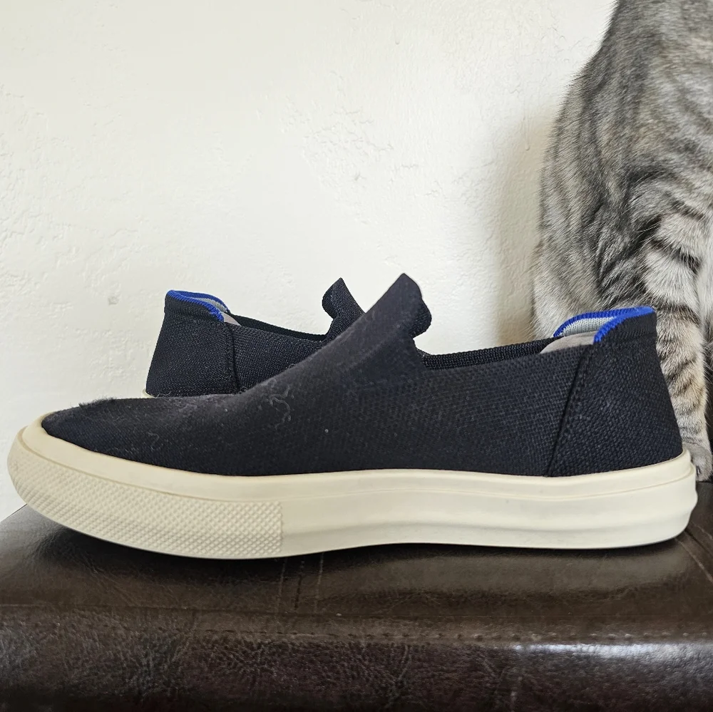 Rothys Black Blue Slip On Super Comfy City Smart Casual Flats‎ Shoes Sz 8.5